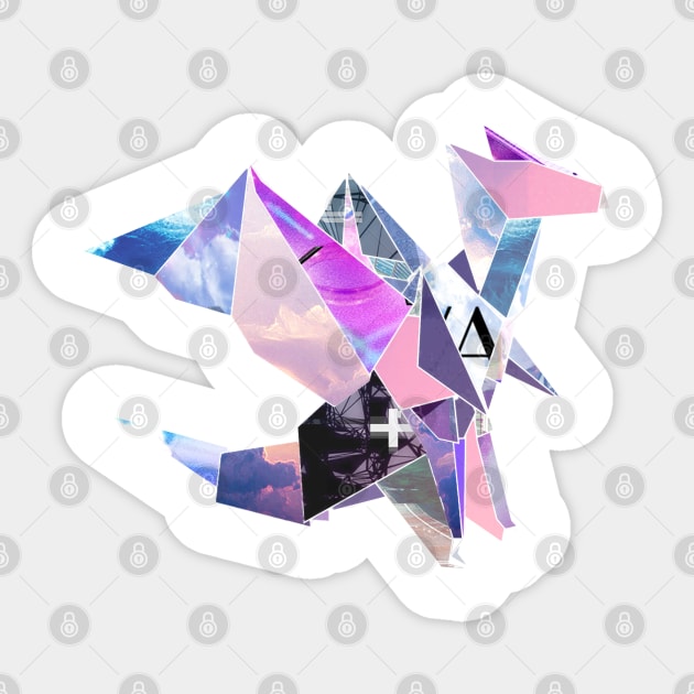 Vaporwave Origami Dragon Sticker by ramonavirus